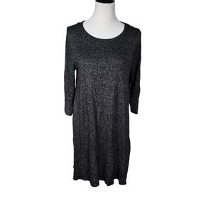 Forever Rose 1X Black Long Sleeve Scoop Neck Dress